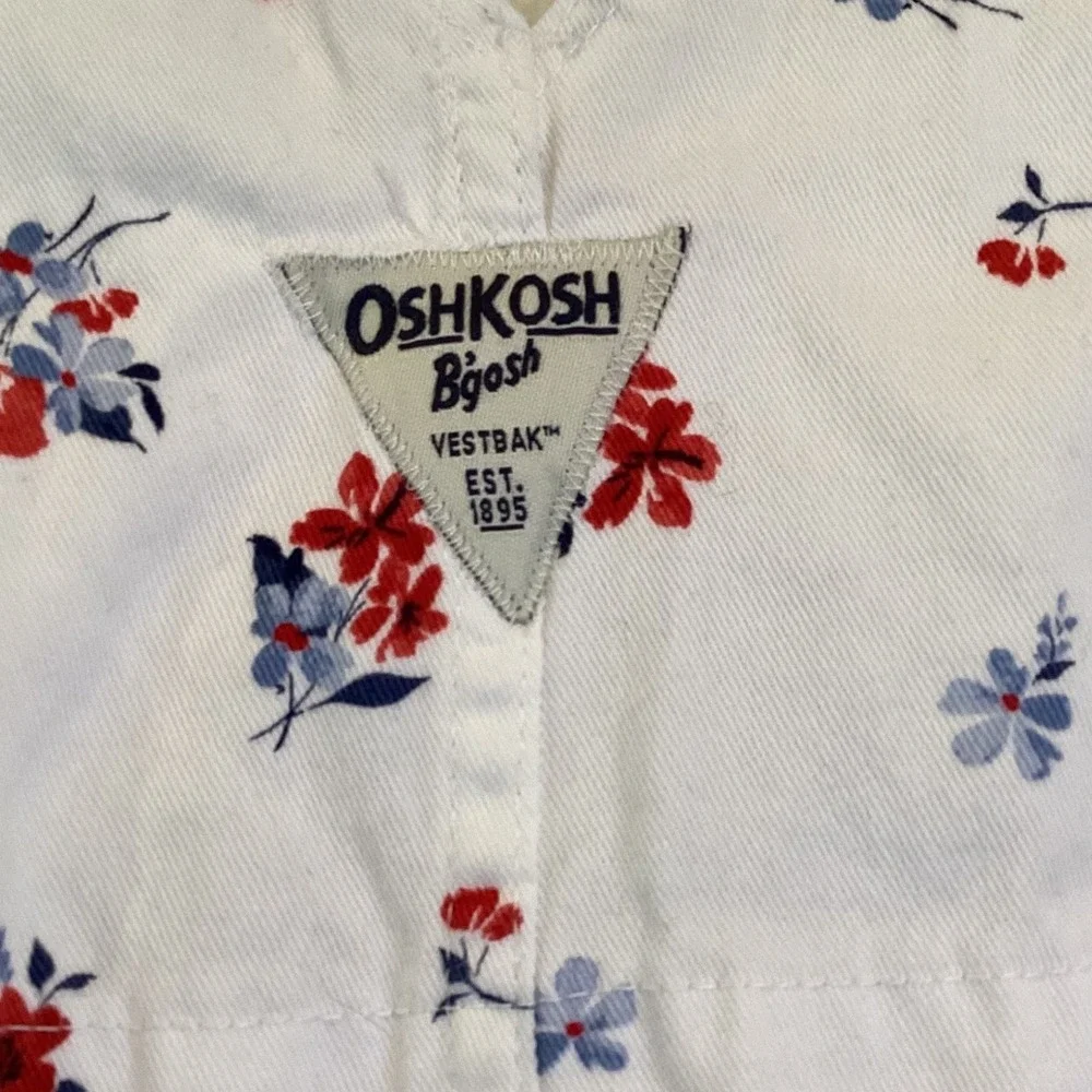 OshKosh‎ Girl Floral White Denim Overall Dress - 18 Months